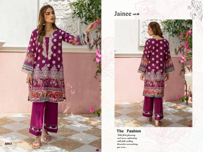 Agha Noor Jainee Vol 8 Lawn Cotton Pakistani Dress Material Wholesale Online
